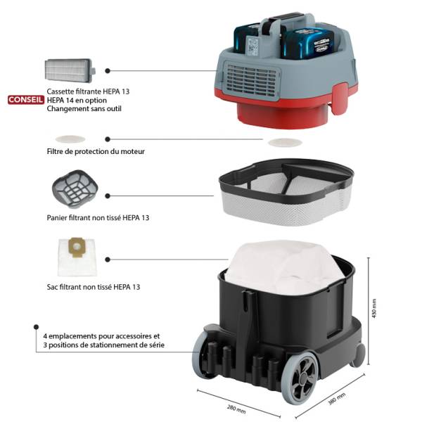 Aspirateur poussière ERA IGO à batterie Lithium à Martigues